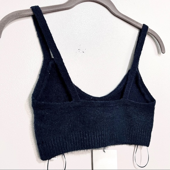 NWT Zara Fuzzy Navy Blue Soft Texture Cropped Top π - Picture 4 of 9